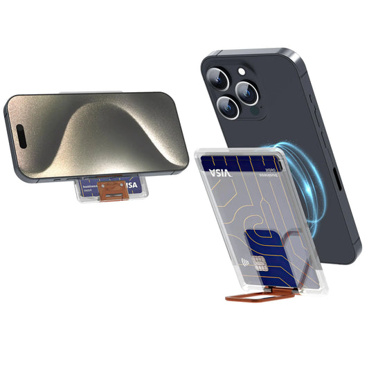 BPOASE Magnetic Wallet Phone Wallet Holder Compatible with Magsafe iPhone Wallet with Adjustable Stand for iPhone 15/14/13/12 Series 2 Card Holder-Rose Gold