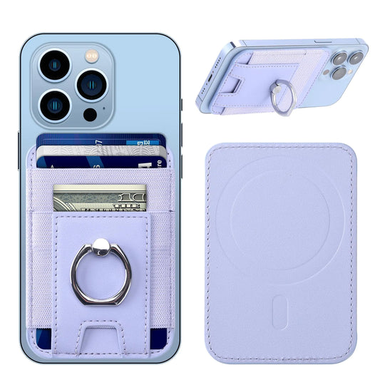 coolodd For Magsafe Wallet with Secure-Grip Finger Loop Strongest Magnetic Leather Wallet Card Holder for iPhone 15/14/13/12 Series Magnetic Phone Wallet Fit 6 Cards RFID Blocking